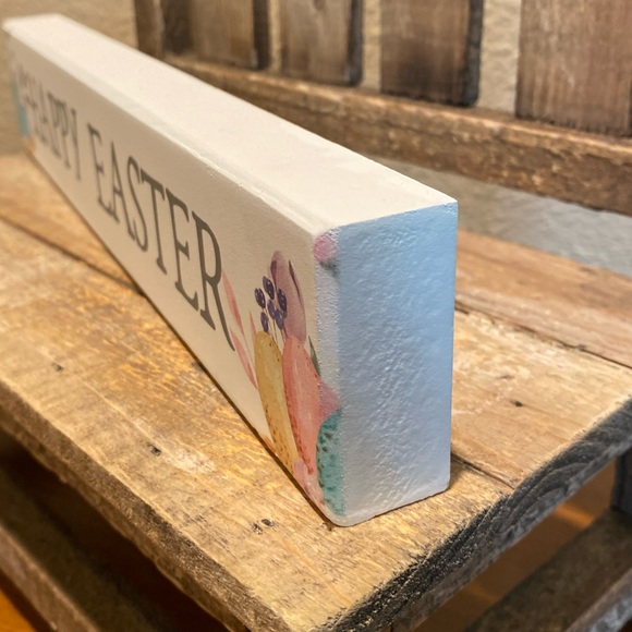 Happy Easter Wood Tabletop Sign, Farmhouse Easter Sign, Floral Happy Easter Sign - Picture 6 of 11